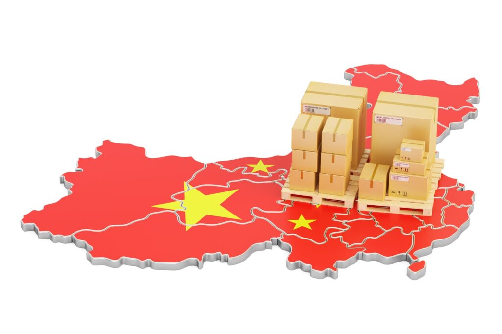 Shipping and Delivery from China isolated on white background